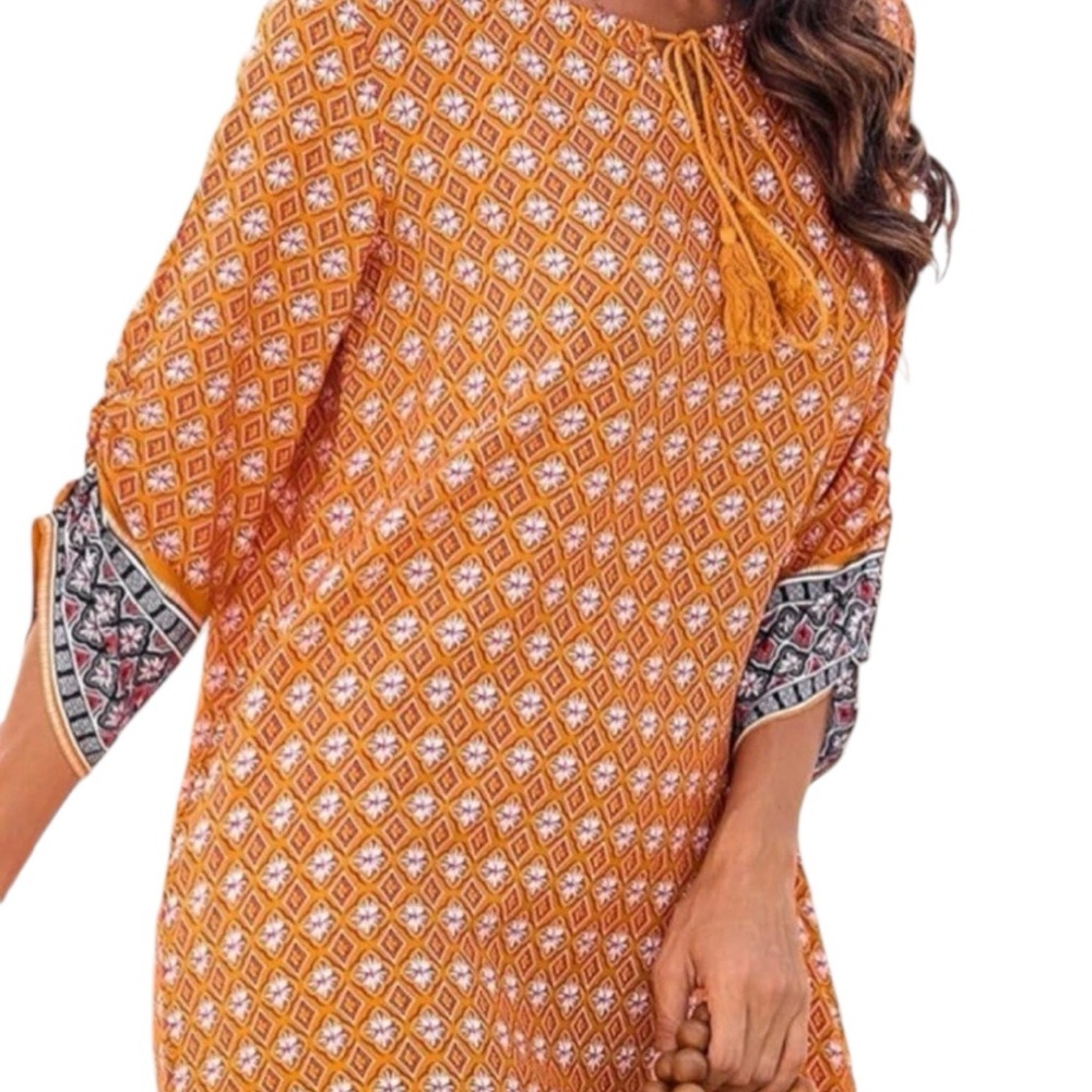 Women’s Orange Boho Summer Dress Size Large NEW